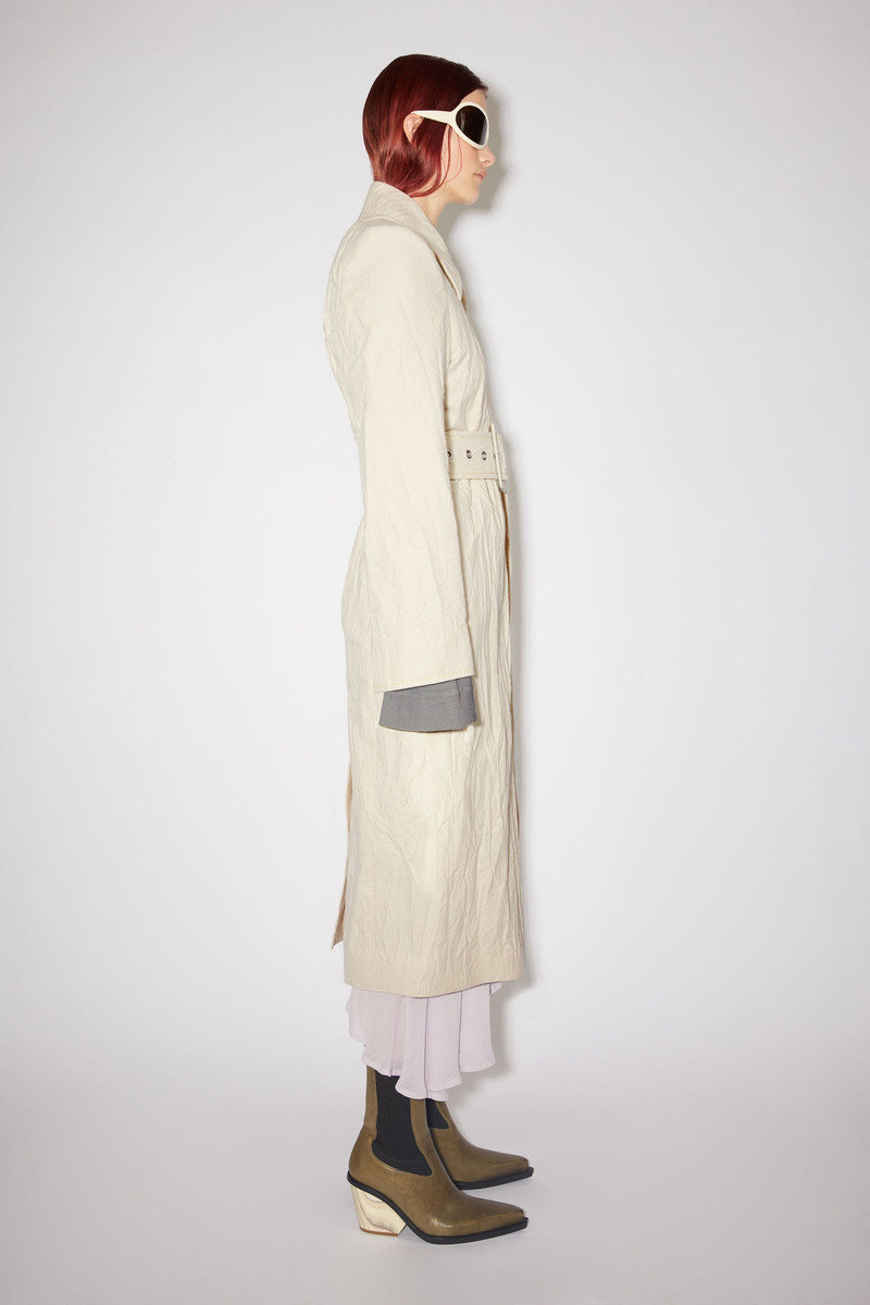 Crinkled twill coat - Ecru beige 4