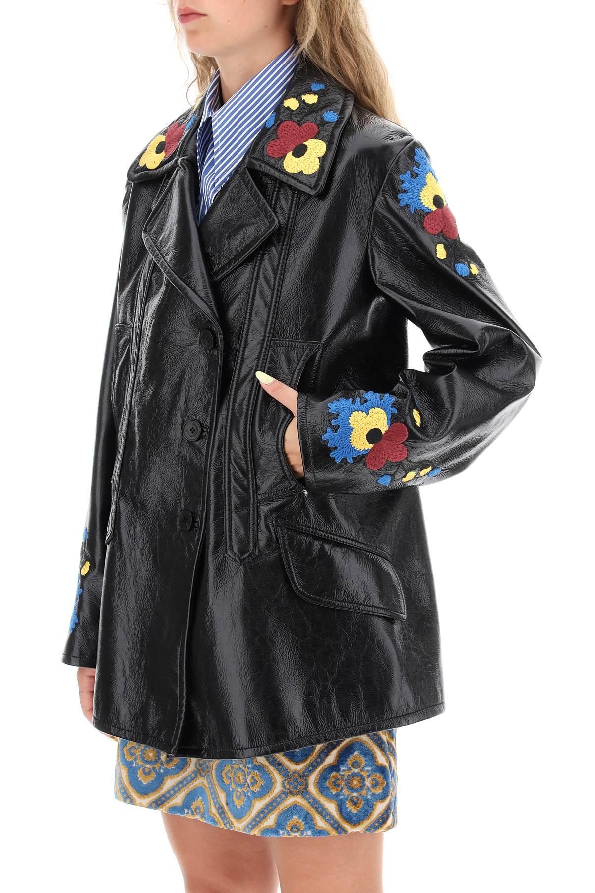 Jacket in patent faux leather with floral embroideries - 5