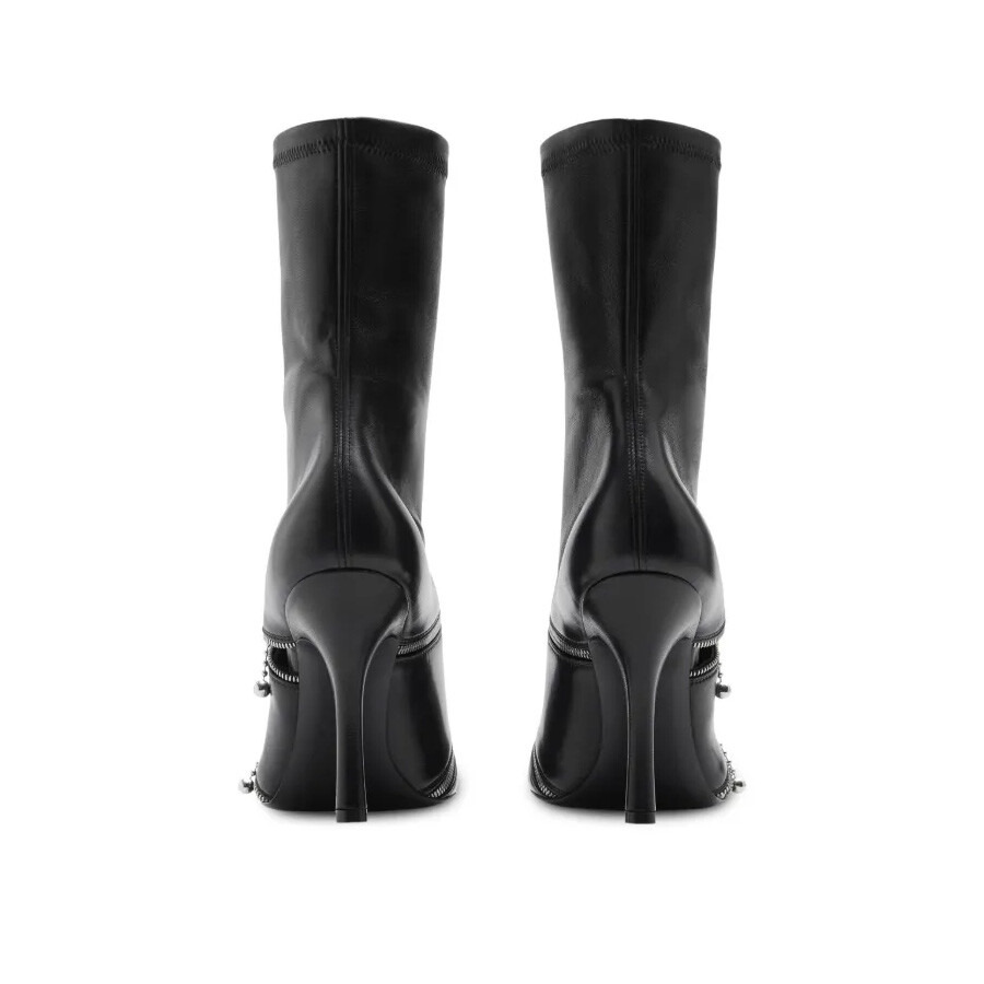 Burberry Peep Square Toe Leather Ankle Boots - 4