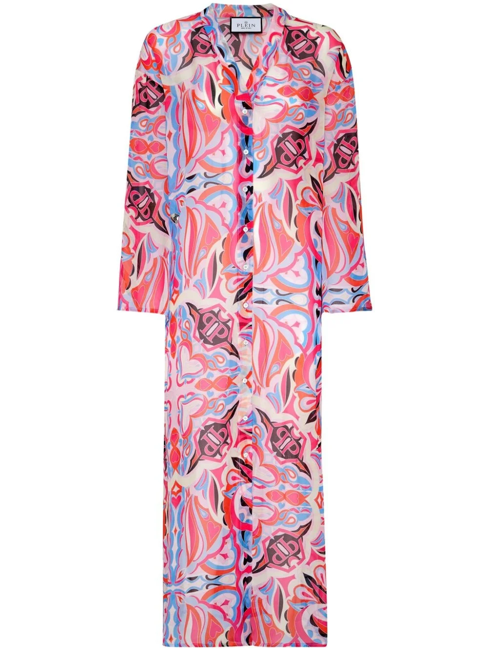 kaleidoscopic-print silk kaftan - 1
