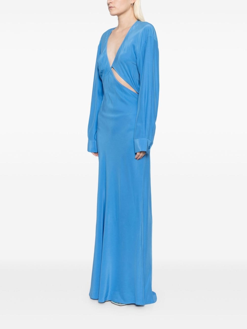 cut-out silk dress - 3