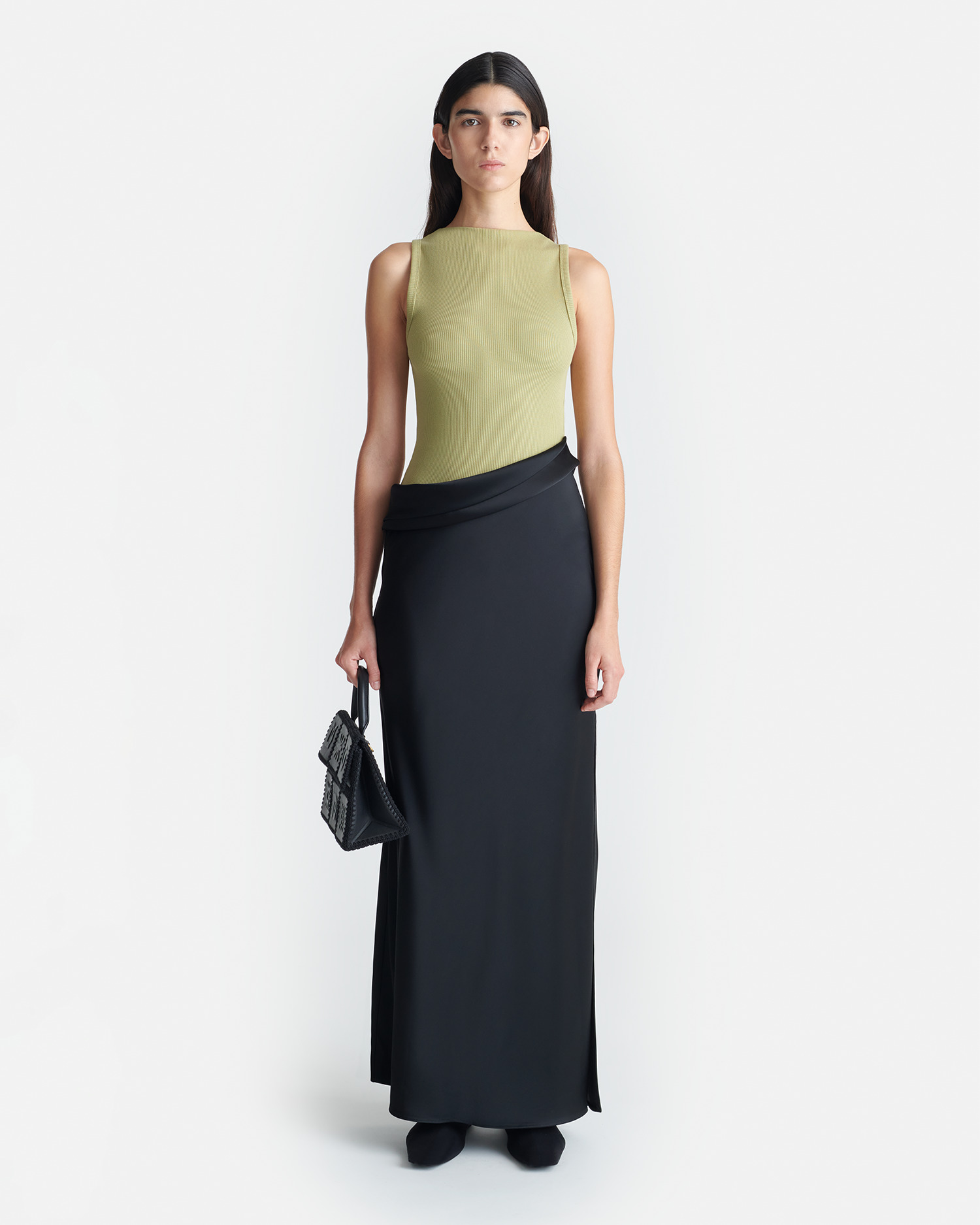 Ribbed Jersey and Slip Satin Dress - 3