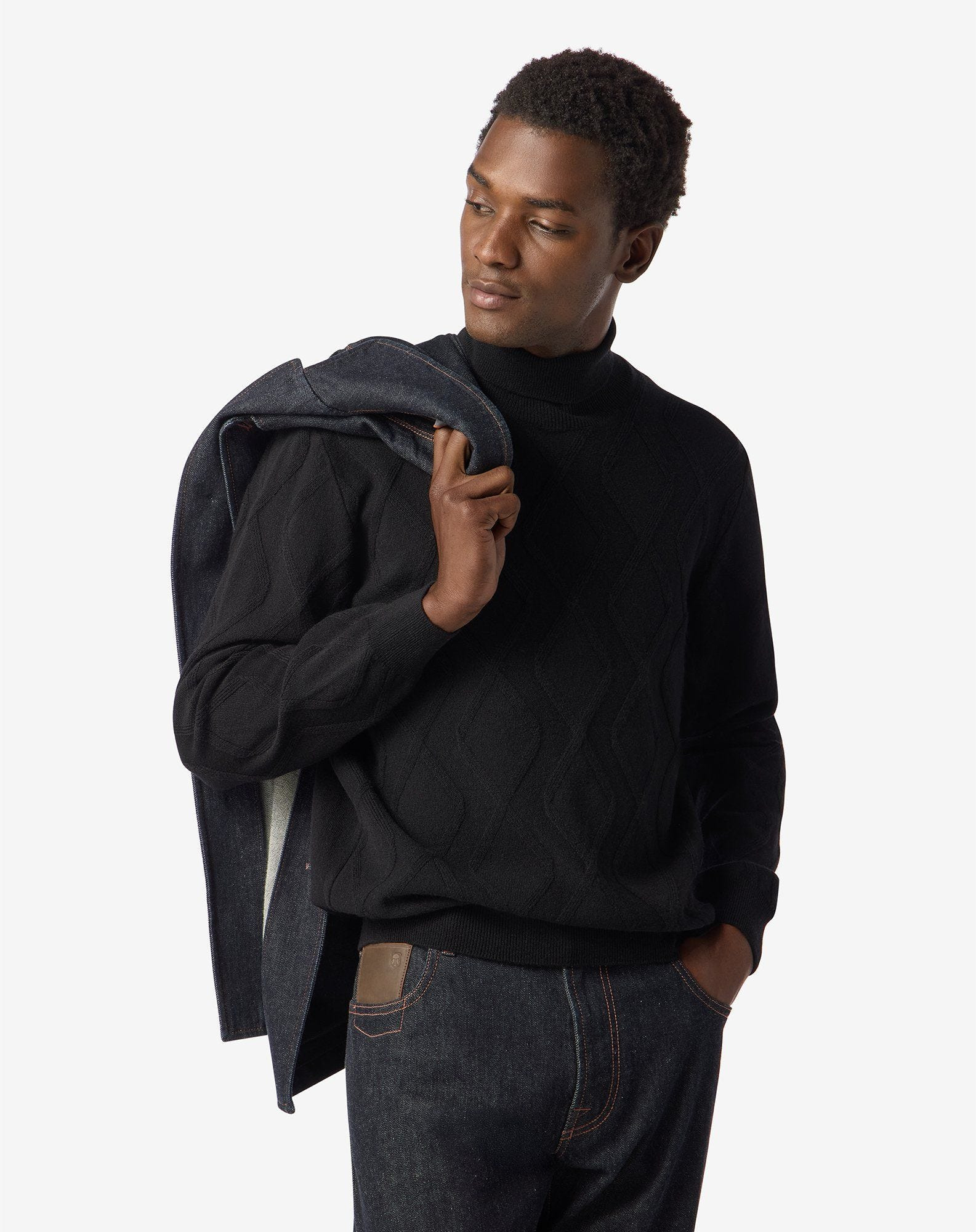 Black wool and cashmere mock turtleneck - 2