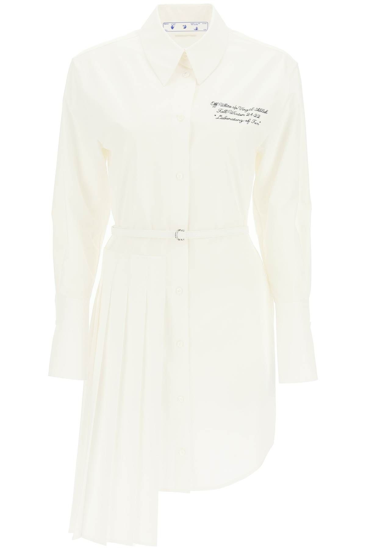 SHIRT DRESS WITH PLEATED PANEL - 1