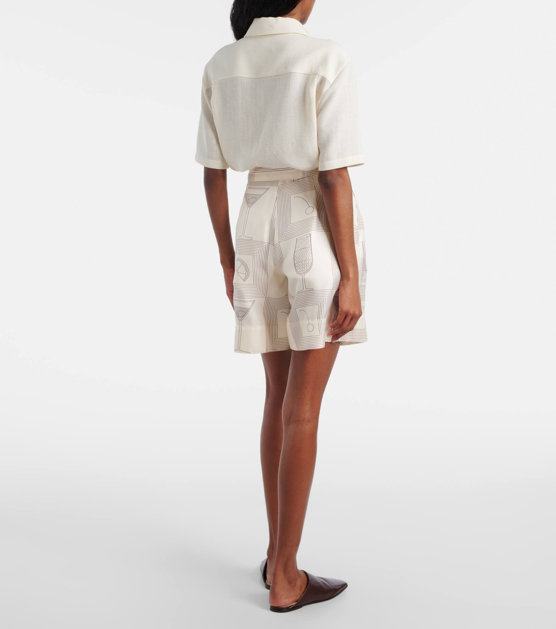 Dorin printed silk twill Bermuda shorts - 3