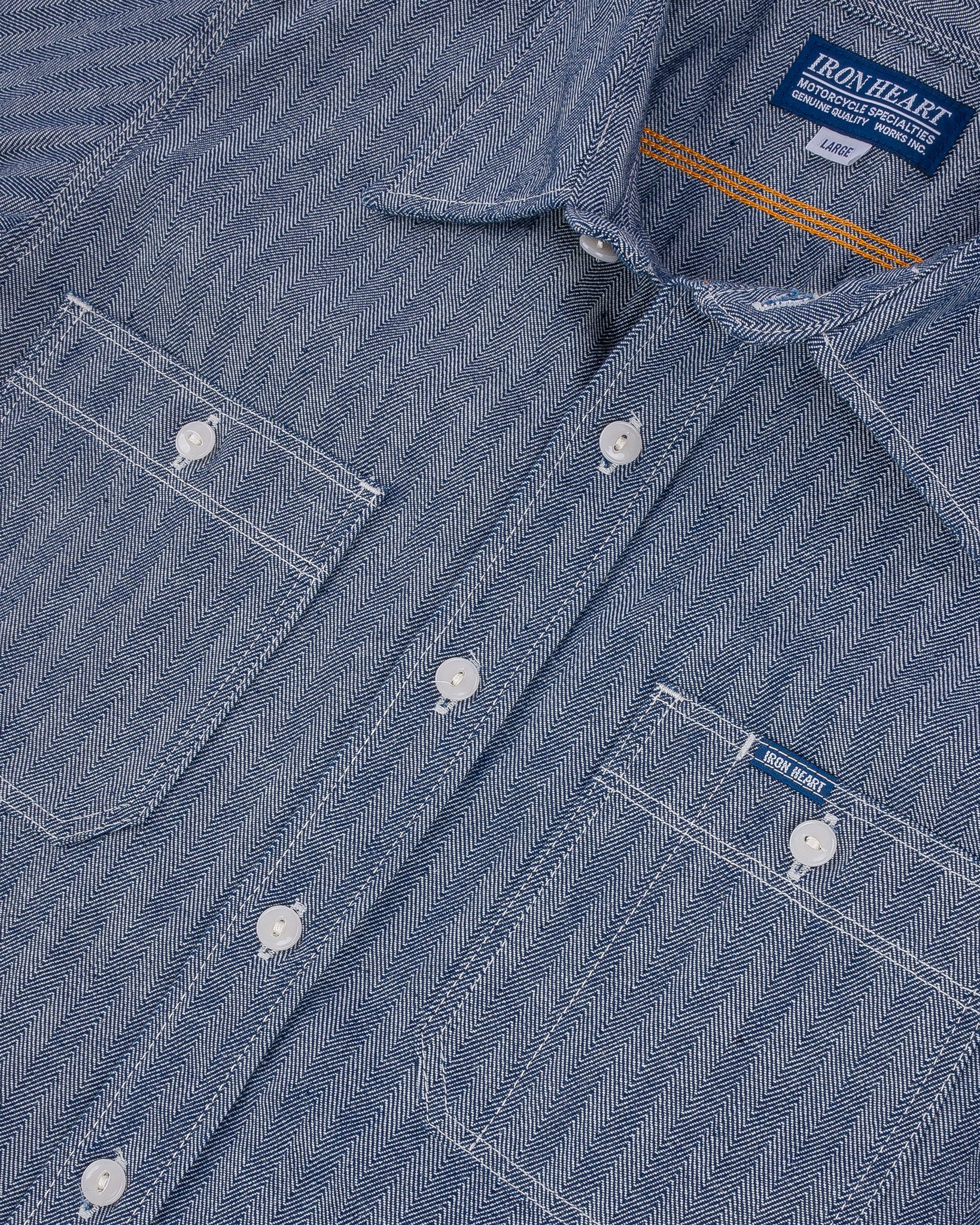 IHSH-308-IND 12oz Herringbone Work Shirt - Indigo - 9