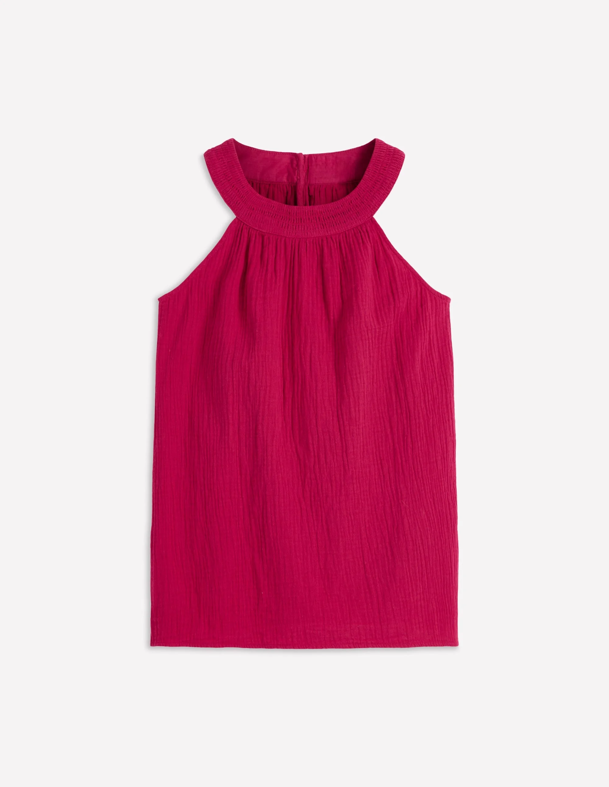 Halter-Neck Double Cloth Top-Pomegranate - 1