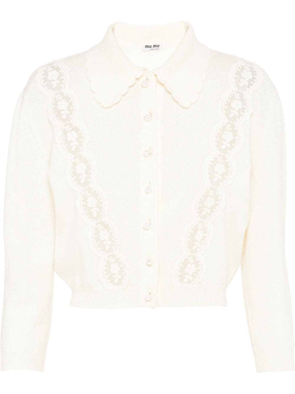 lace appliquée cropped cardigan - 1