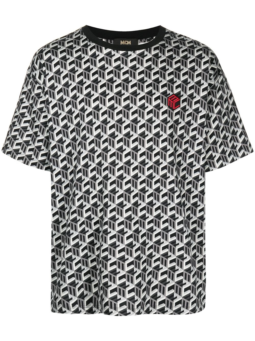 geometric-print cotton T-shirt - 1