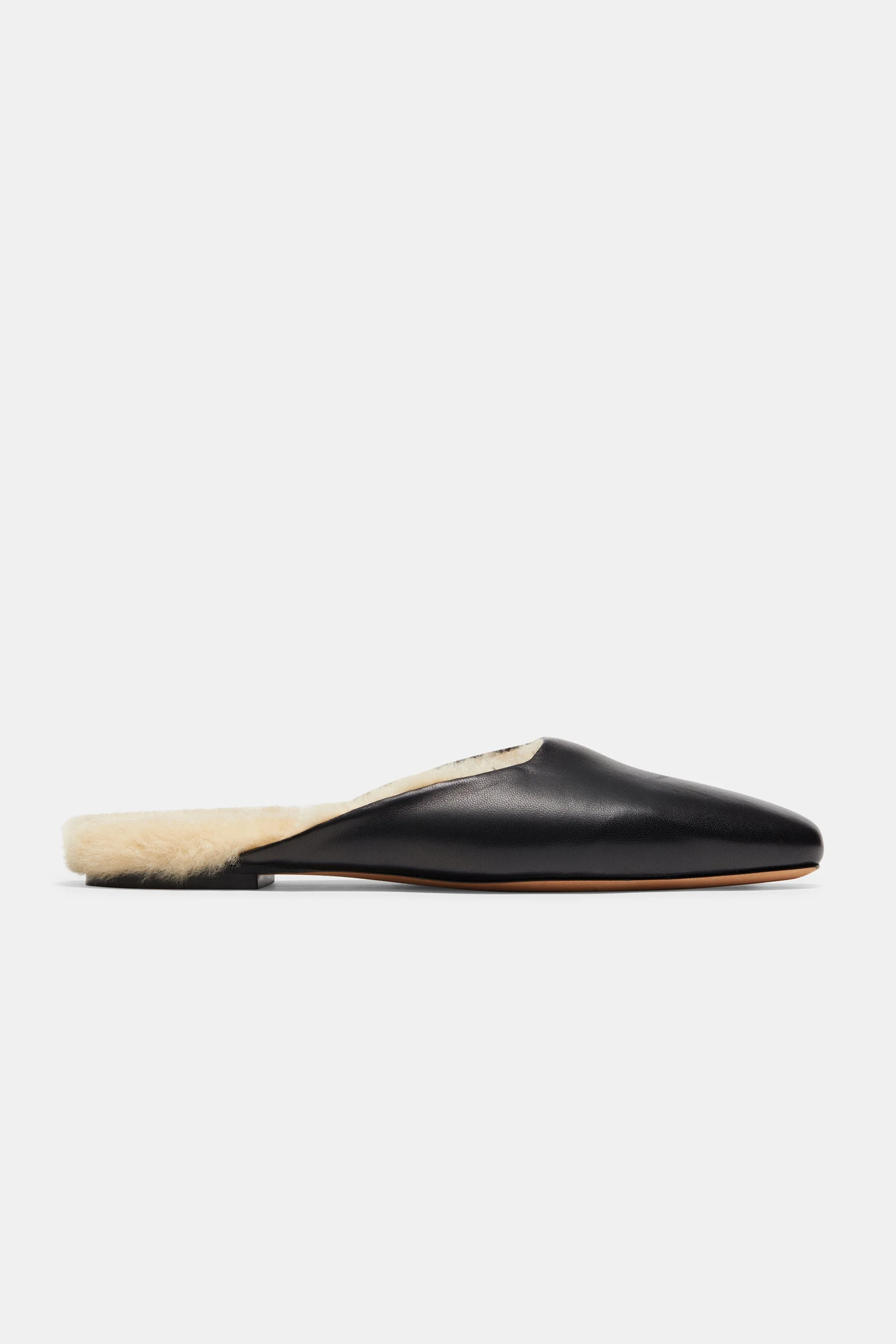 FLAT MULE IN BLACK SHEARLING NAPPA - 1