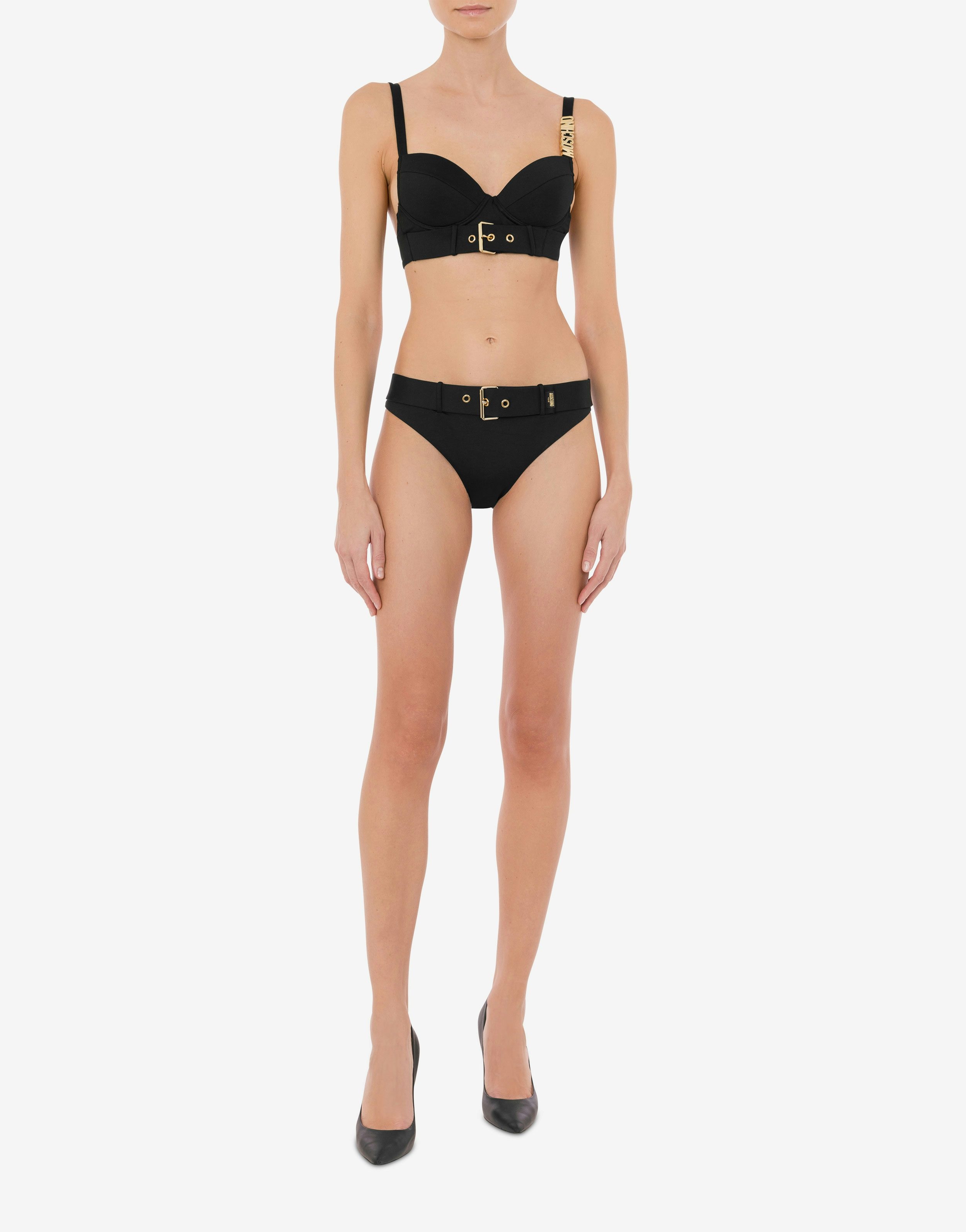GOLD BUCKLE LYCRA BIKINI BOTTOMS - 2