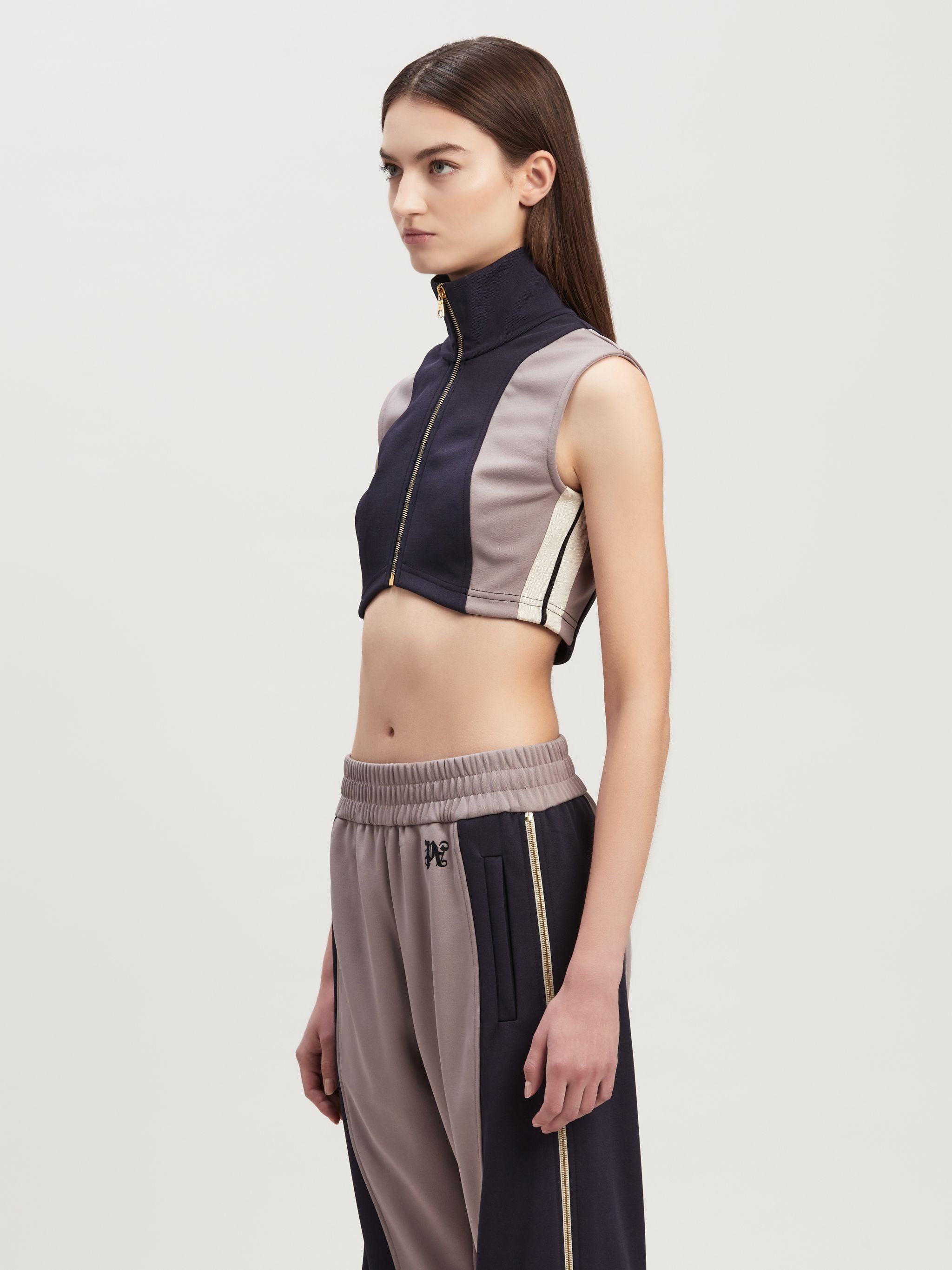 Monogram Colorblock Cropped Track Vest - 4