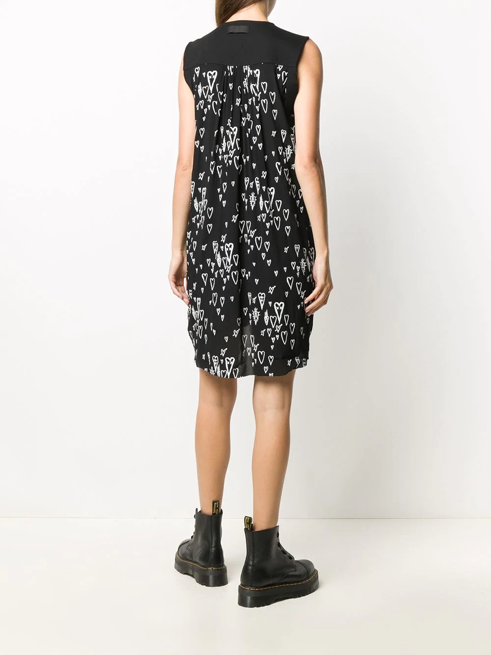 heart print contrast panel dress - 4