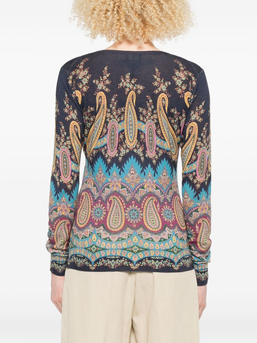 paisley-print V-neck sweater - 4