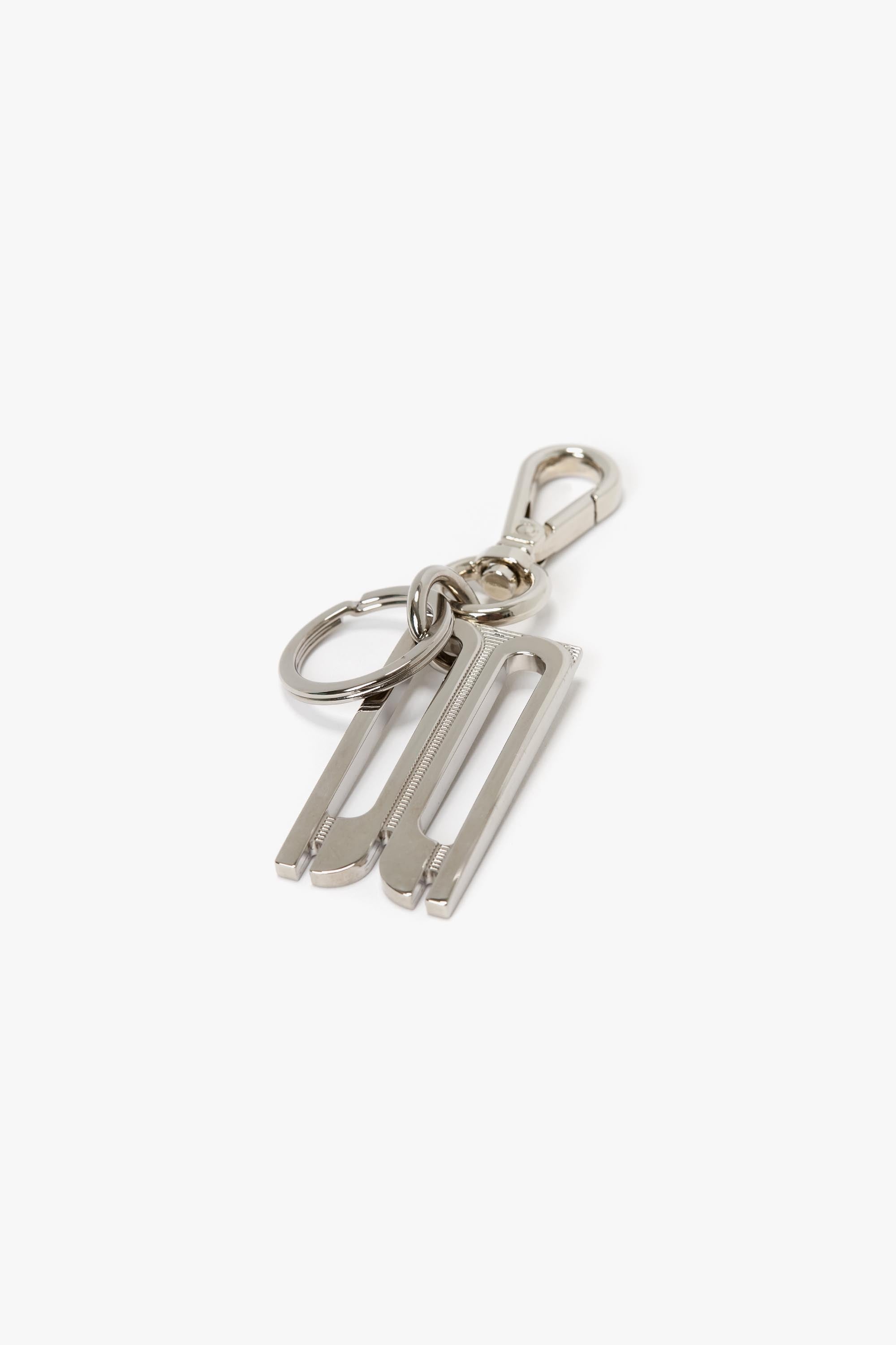 B Charm Keyring In Silver - 2