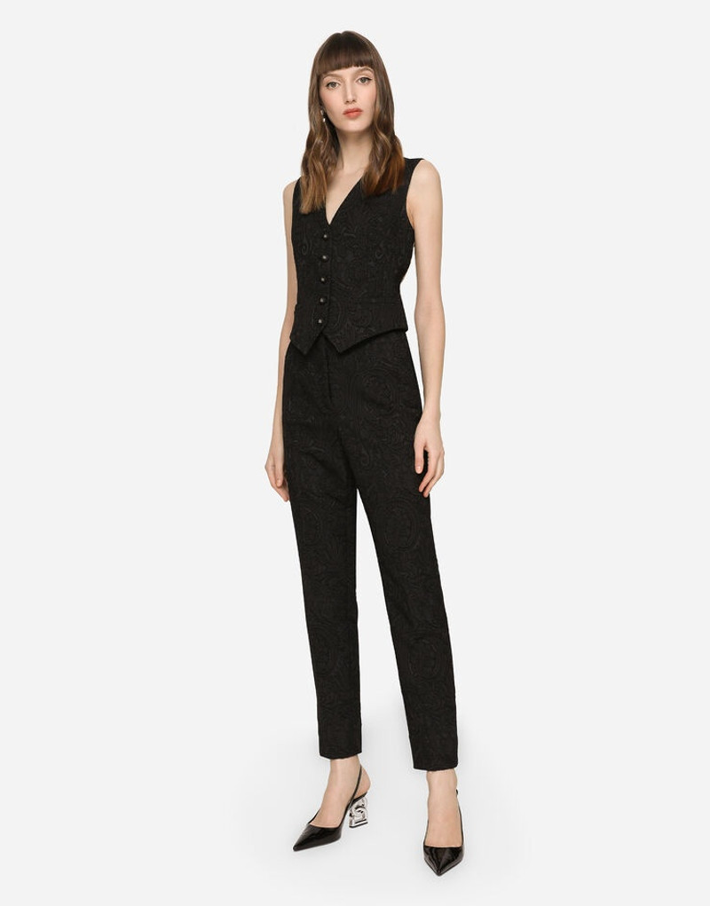 High-waisted ornamental jacquard pants 1