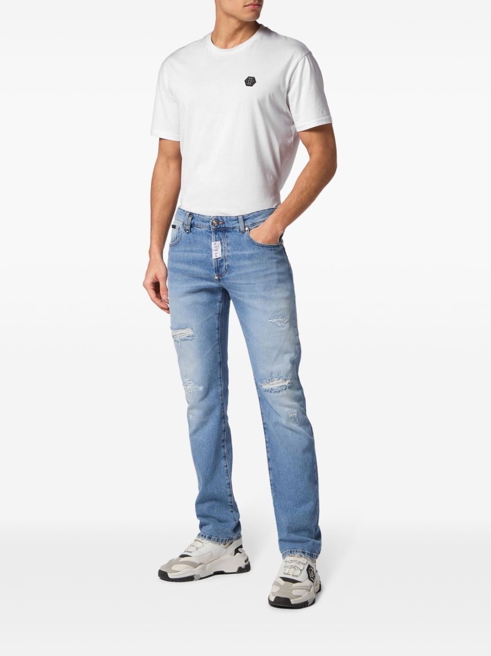 distressed-effect straight-leg jeans - 2