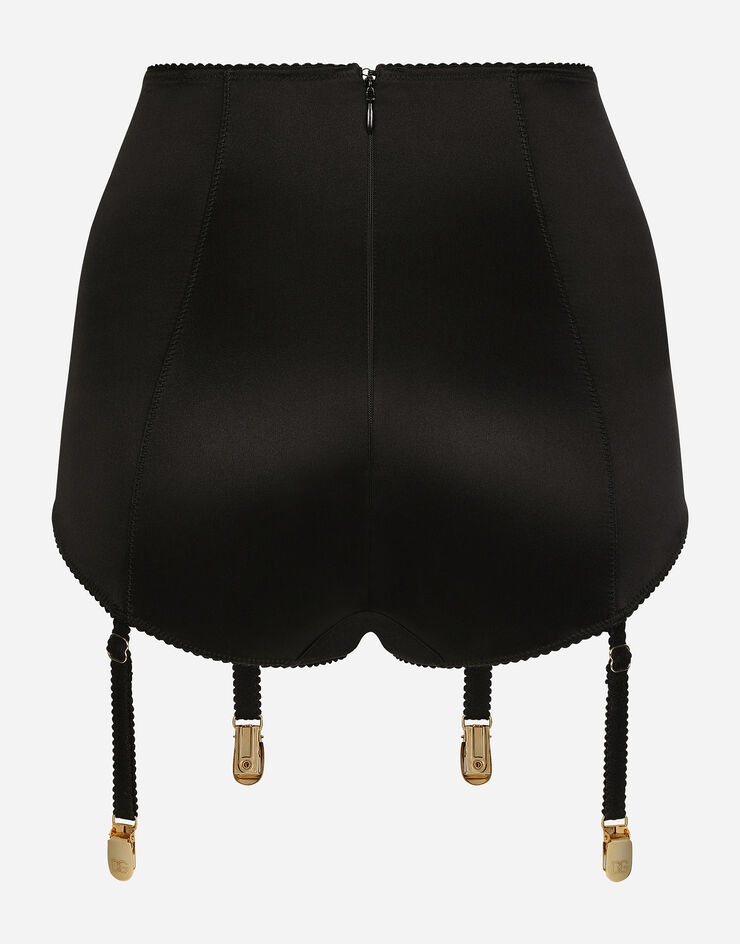Satin high-waisted panties with suspenders and DG logo - 2