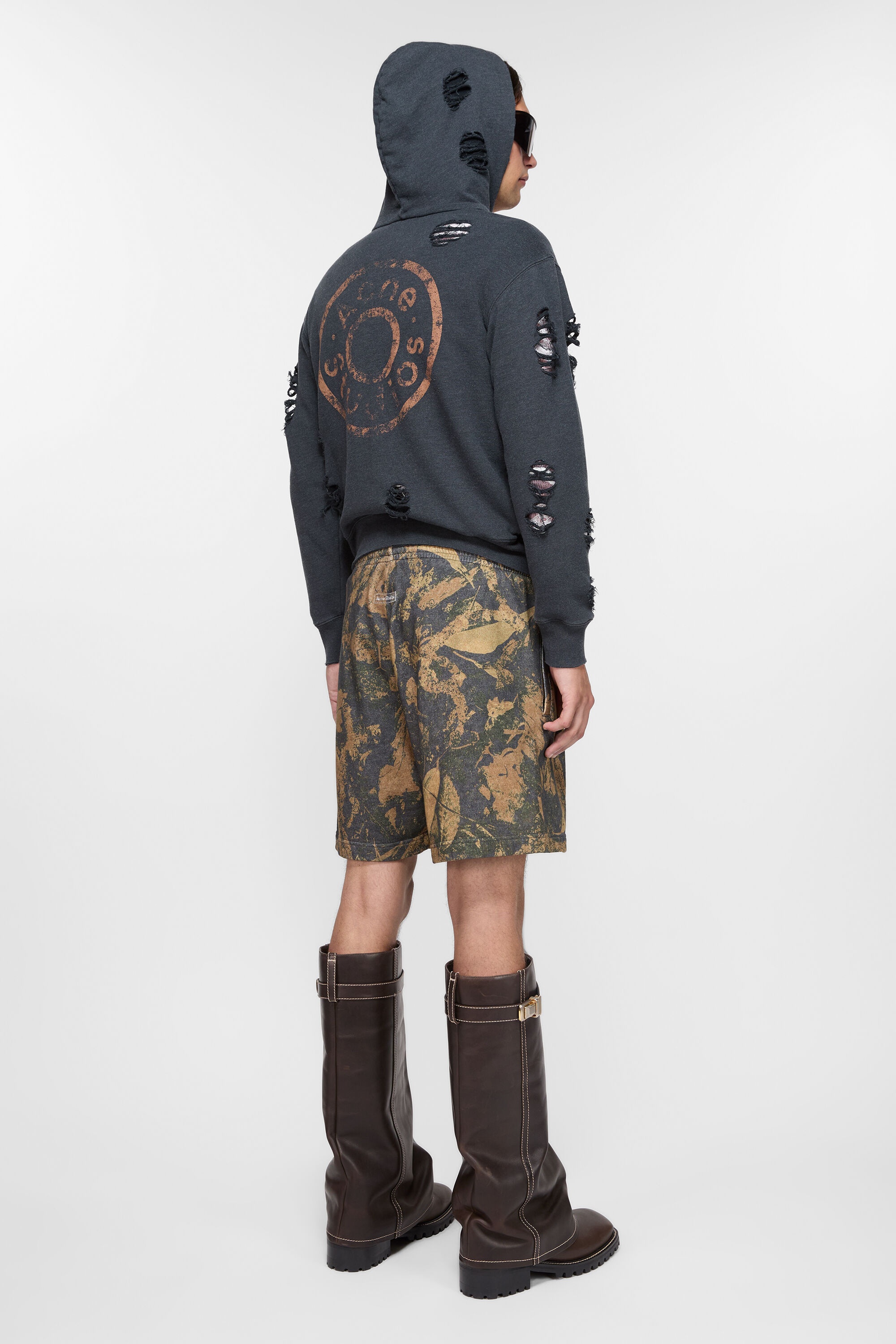 Printed fleece shorts - Mud brown camo - 3