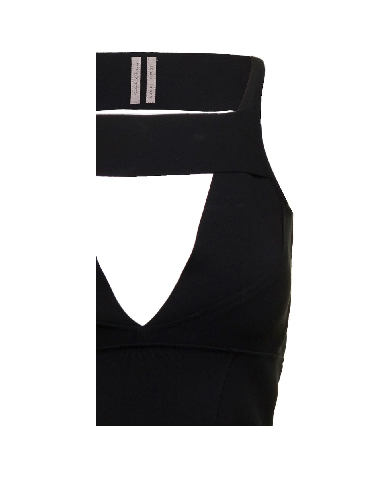 Maxi Black Dress With Cut-out In Viscose Blend Woman - 3