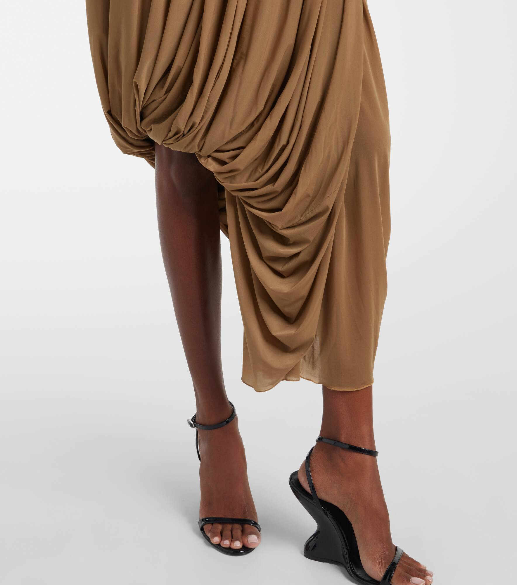 Draped halterneck sheer midi dress - 5