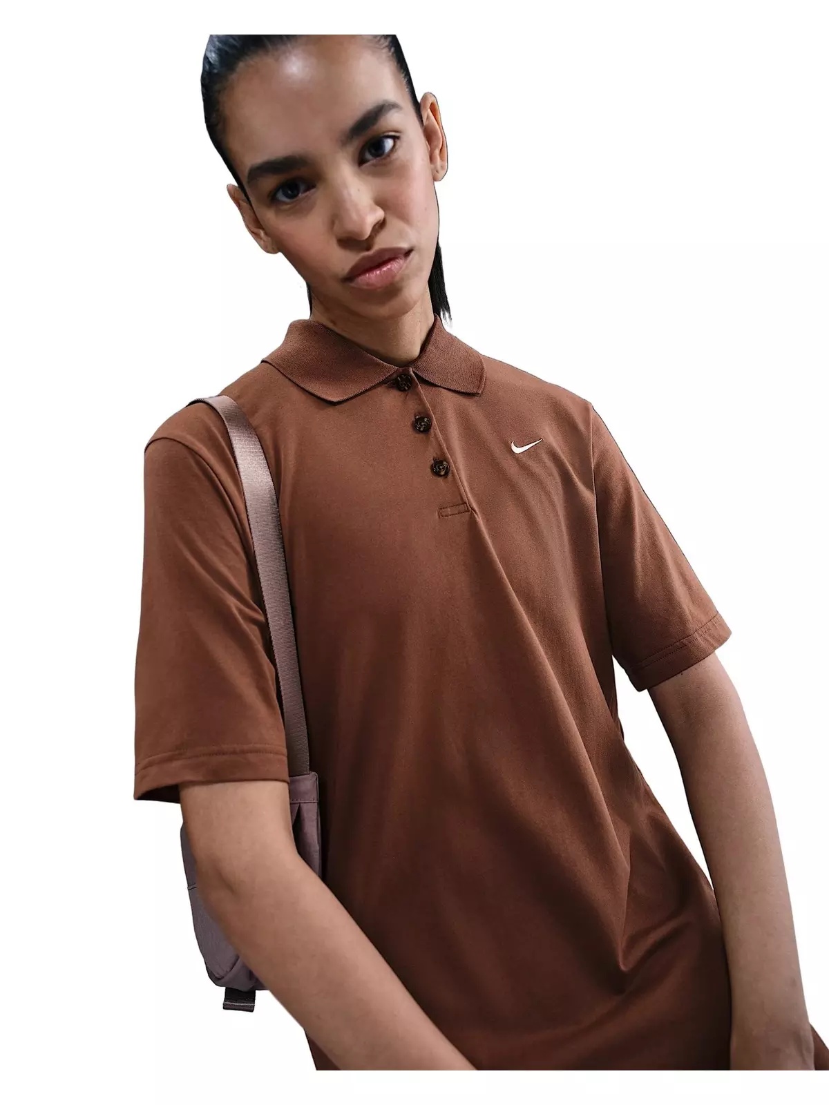 Women's Sportswear Essential Short-Sleeve Polo Dress -Brown - 3