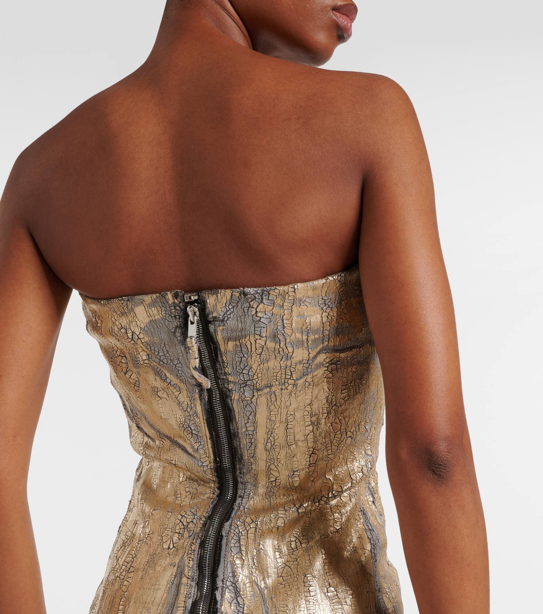 Coated denim bustier gown - 6