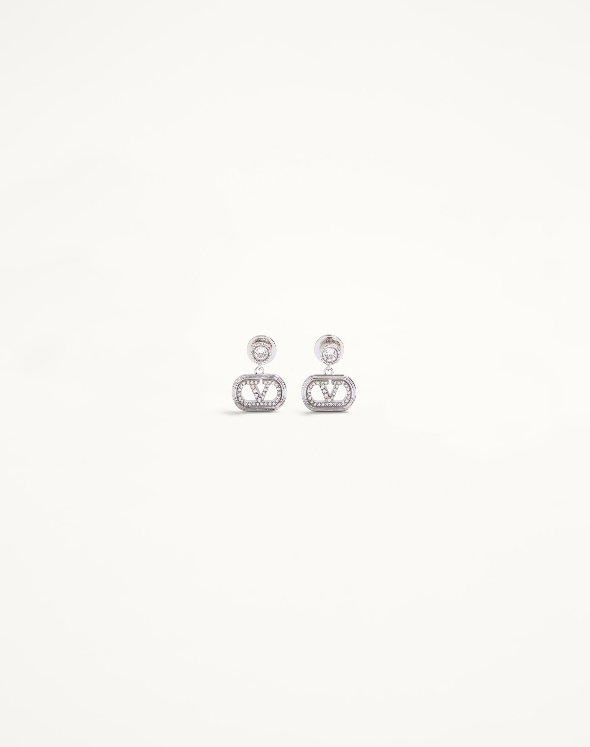 OVAL METAL EARRINGS WITH SWAROVSKI® CRYSTALS - 1