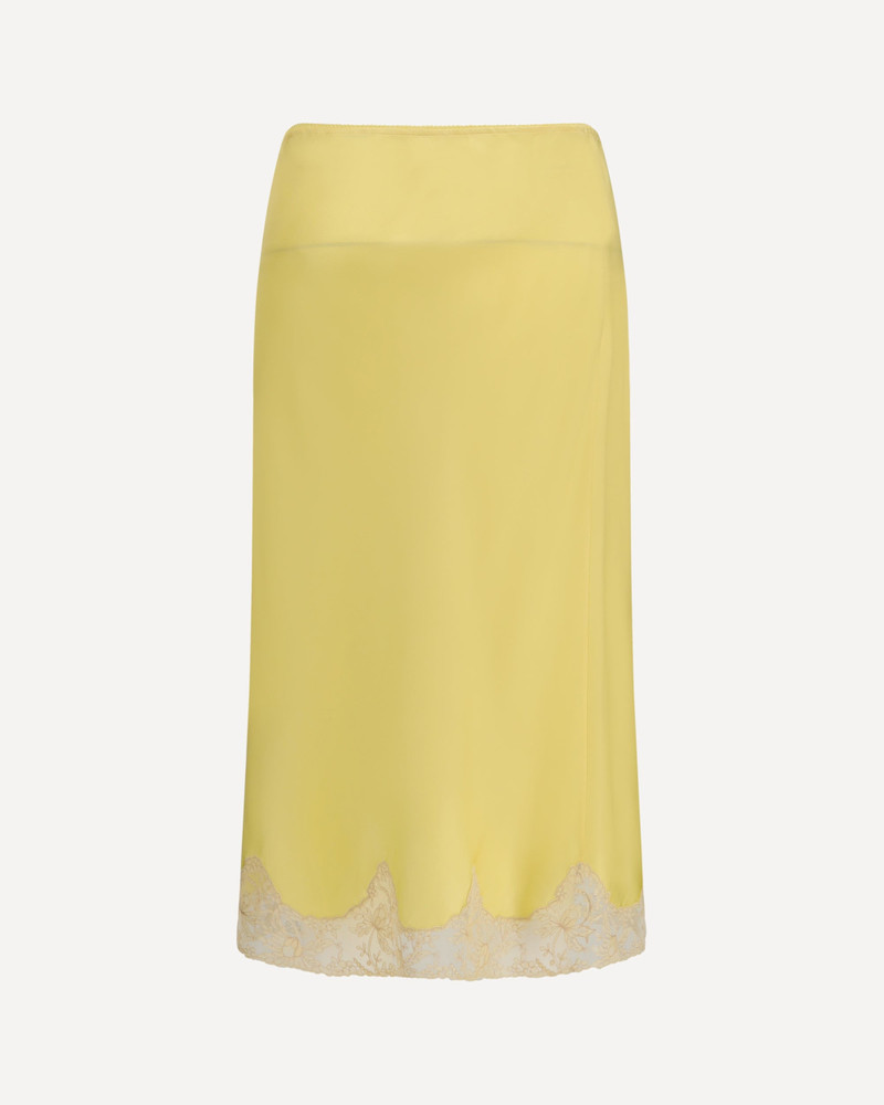 SAINT LAURENT Satin Midi Skirt with lace inserts outlook