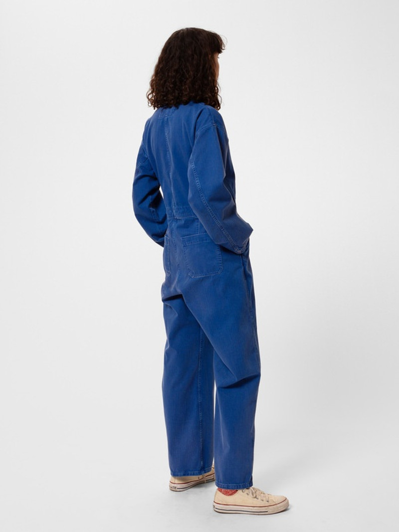 Ella Herringbone Boilersuit Blue 4