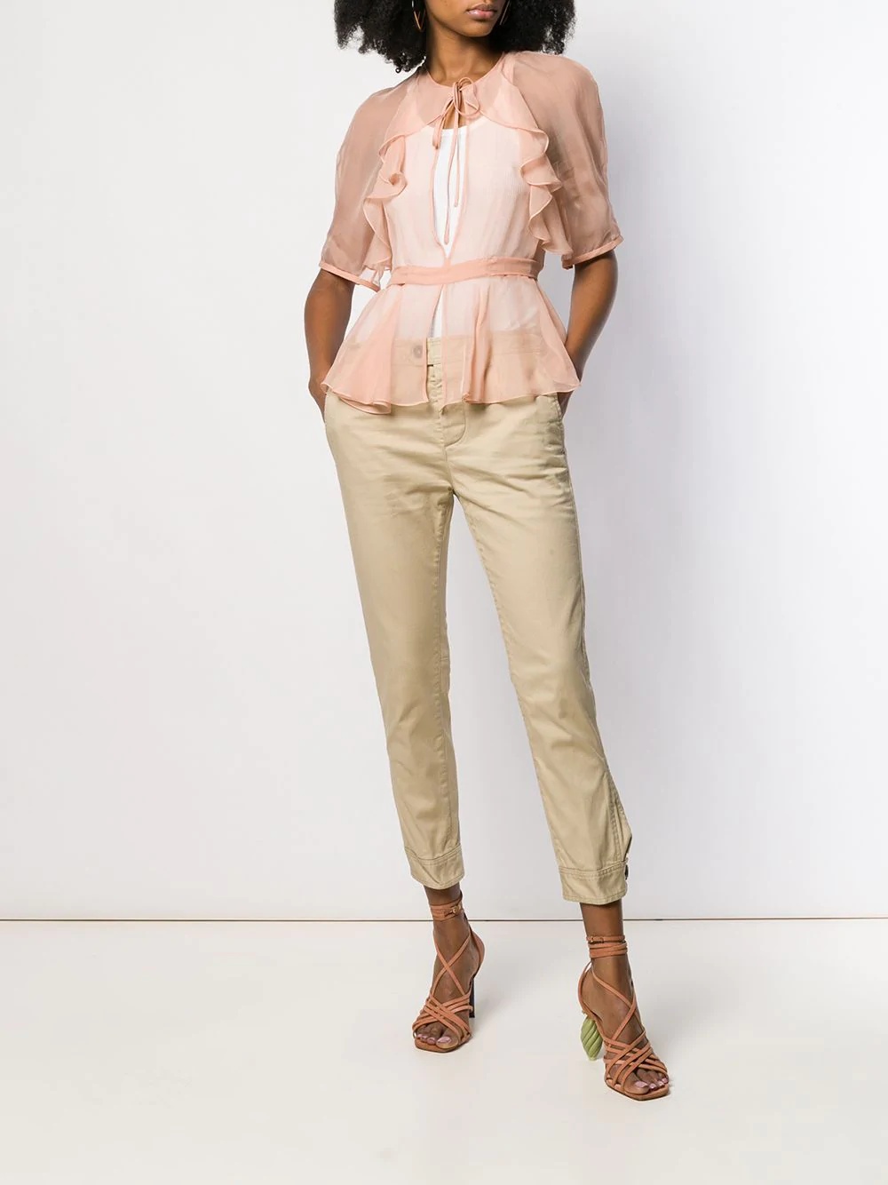 buttoned waist cropped trousers - 2