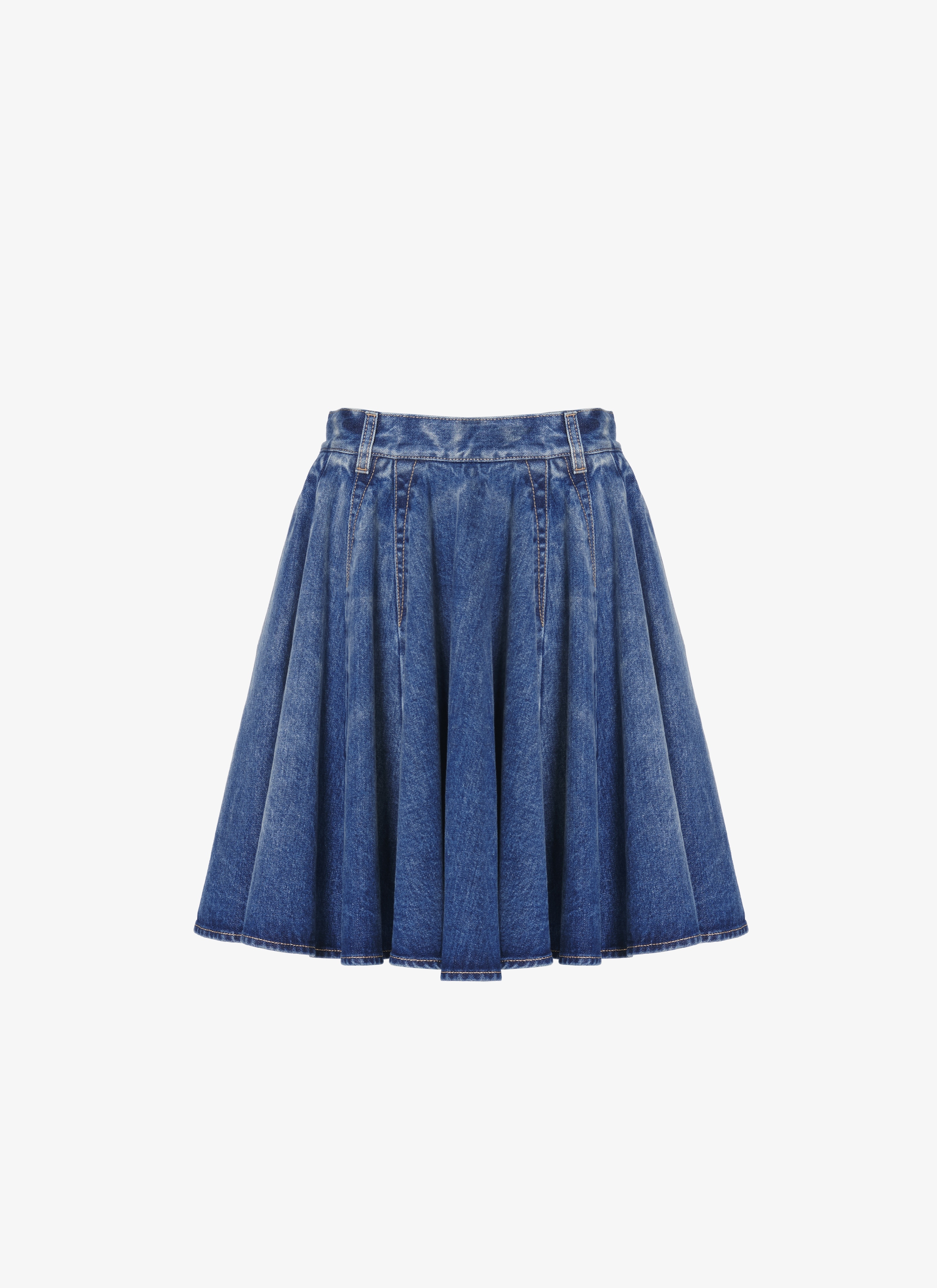 WASHED DENIM SKATER SKIRT - 1