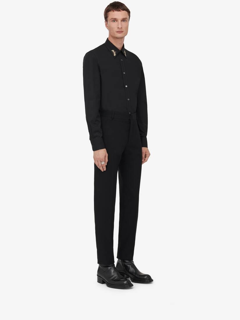 Men's Dragonfly Embroidery Shirt in Black - 3