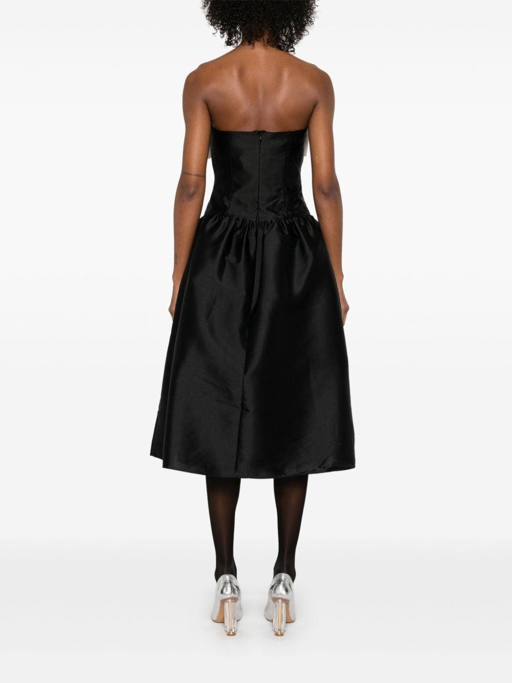taffeta contrast-bow midi dress - 4
