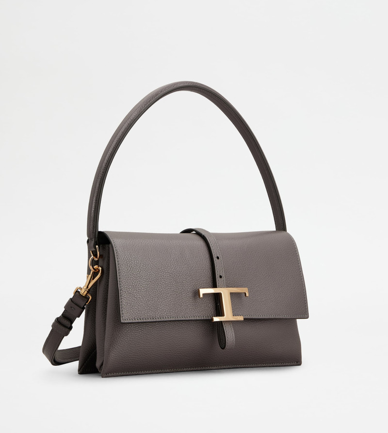 T TIMELESS FLAP BAG IN LEATHER MINI - GREY 3