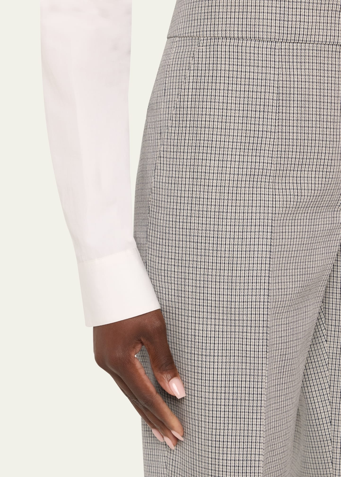 Slit Cuff Wool Check Trousers - 5