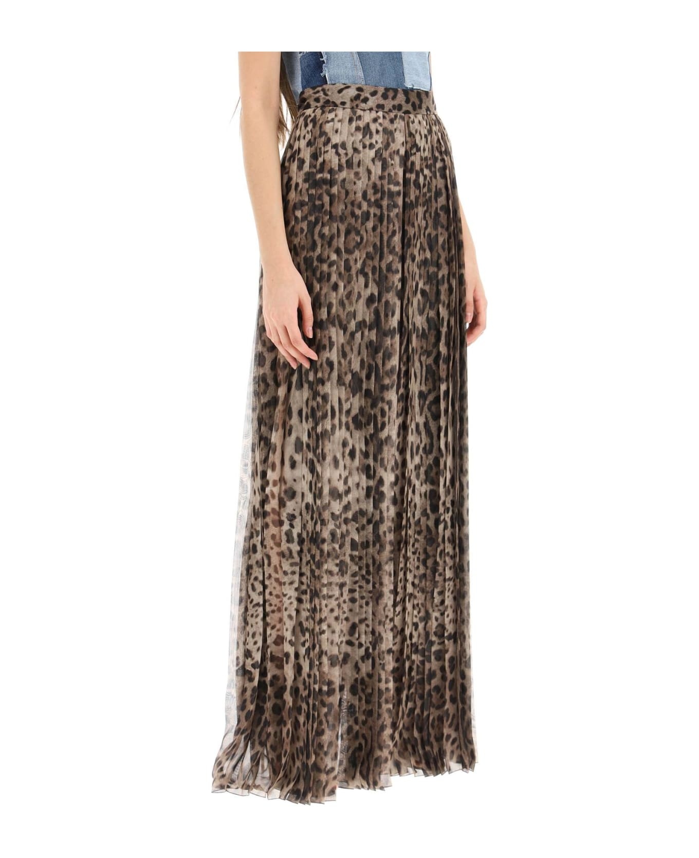 Pleated Leopard Print Palazzo Pants - 2