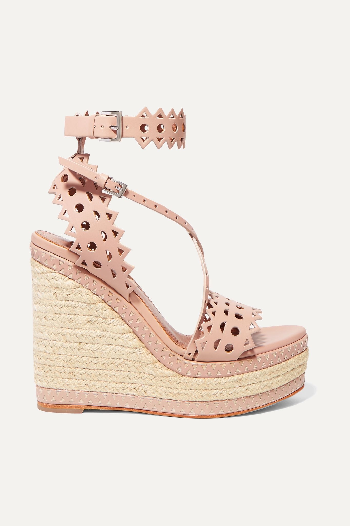 140 laser-cut leather wedge espadrilles - 1