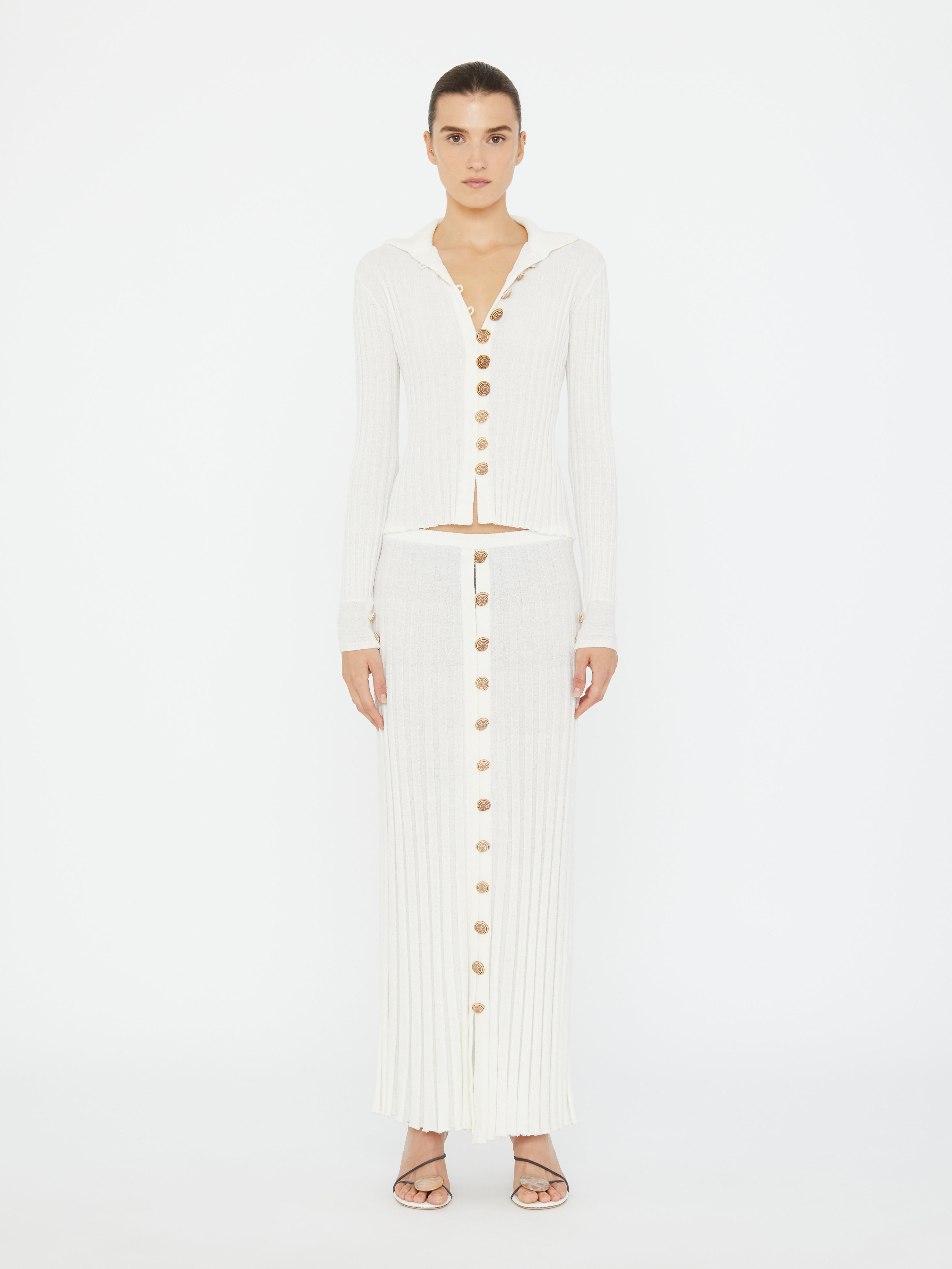 Sundial Shell Ribbed Knit Cardigan - 2