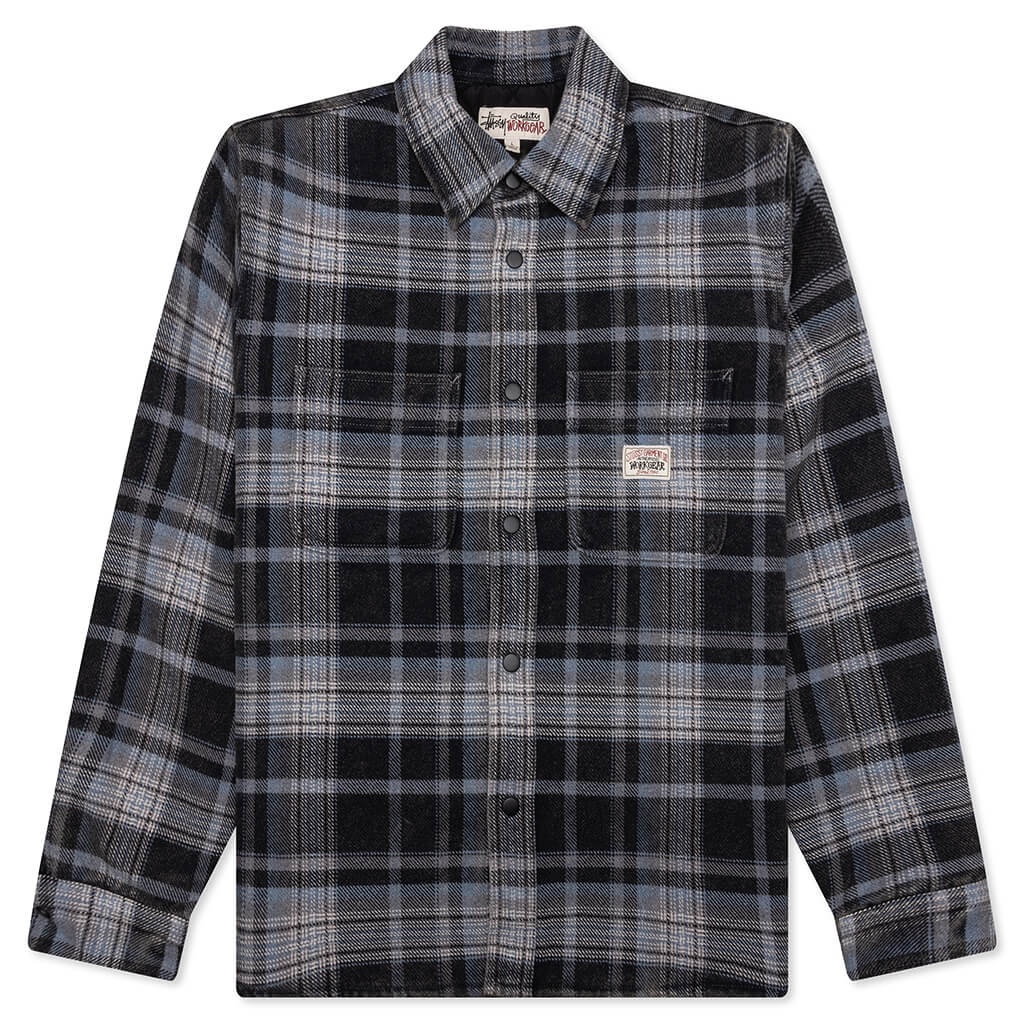 HEAVY WASHED PLAID SHIRT - BLUE - 1