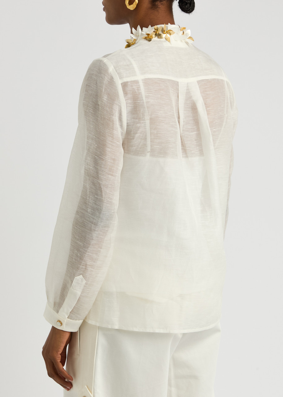 Zimmermann Illuminate Embellished Linen-blend Blouse - 3