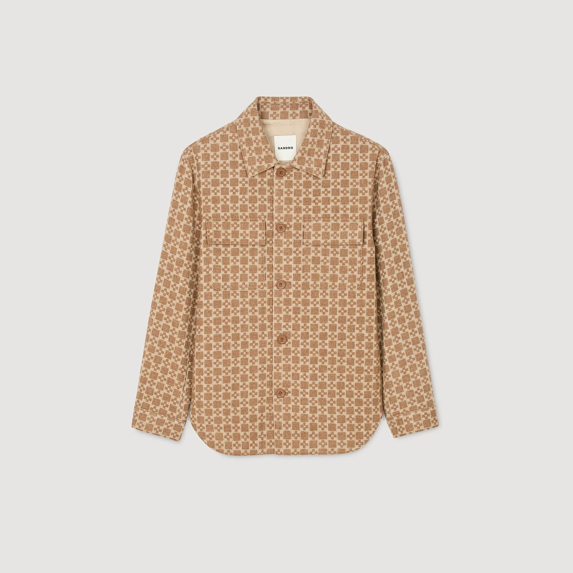 SQUARE CROSS JACQUARD OVERSHIRT - 1