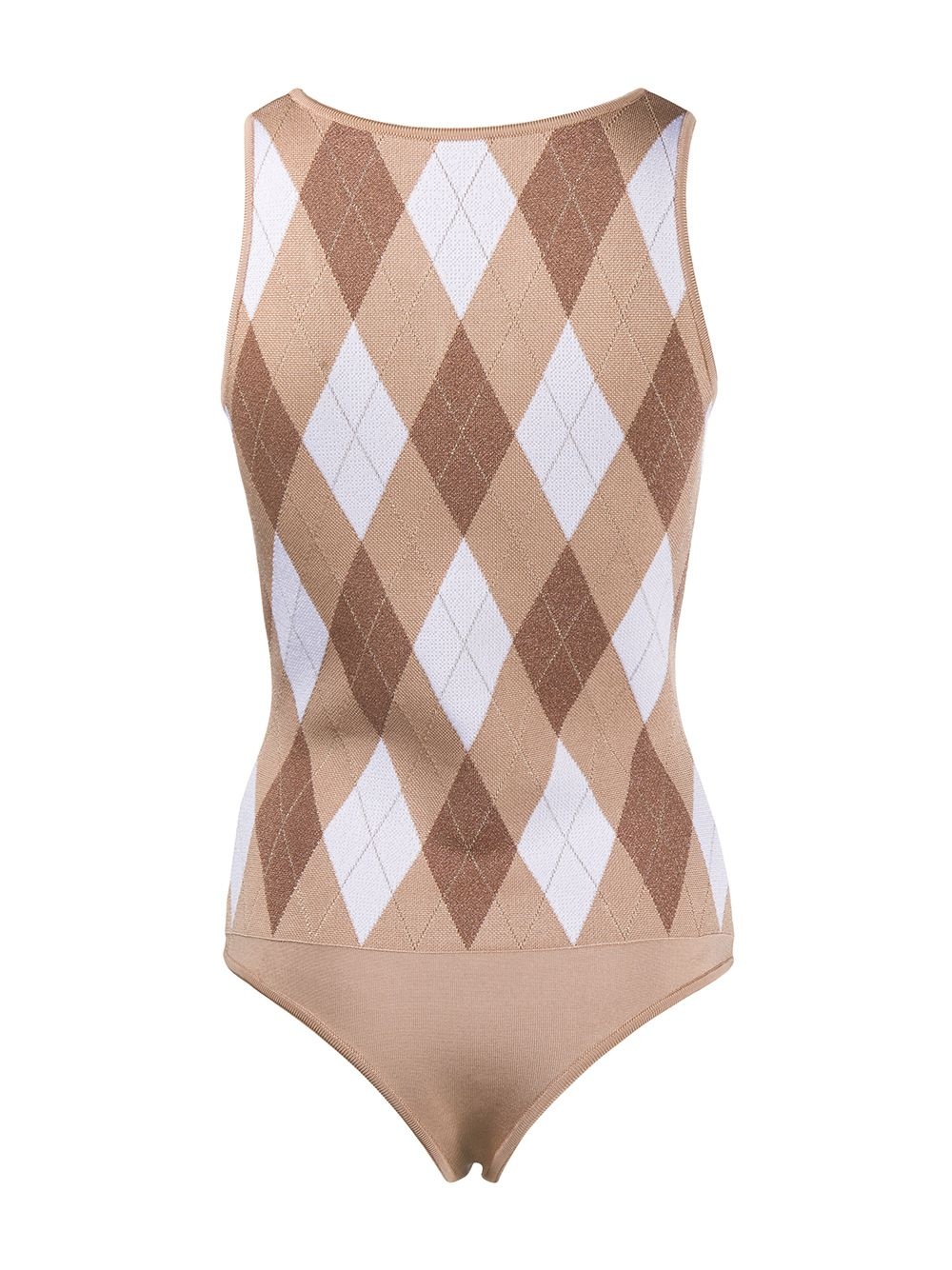 argyle check knitted bodysuit - 2