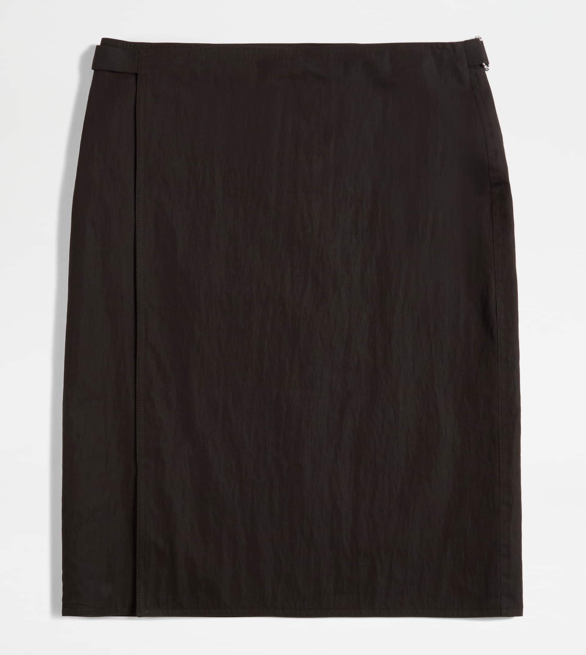 SKIRT IN TECHNICAL COTTON - BROWN - 1