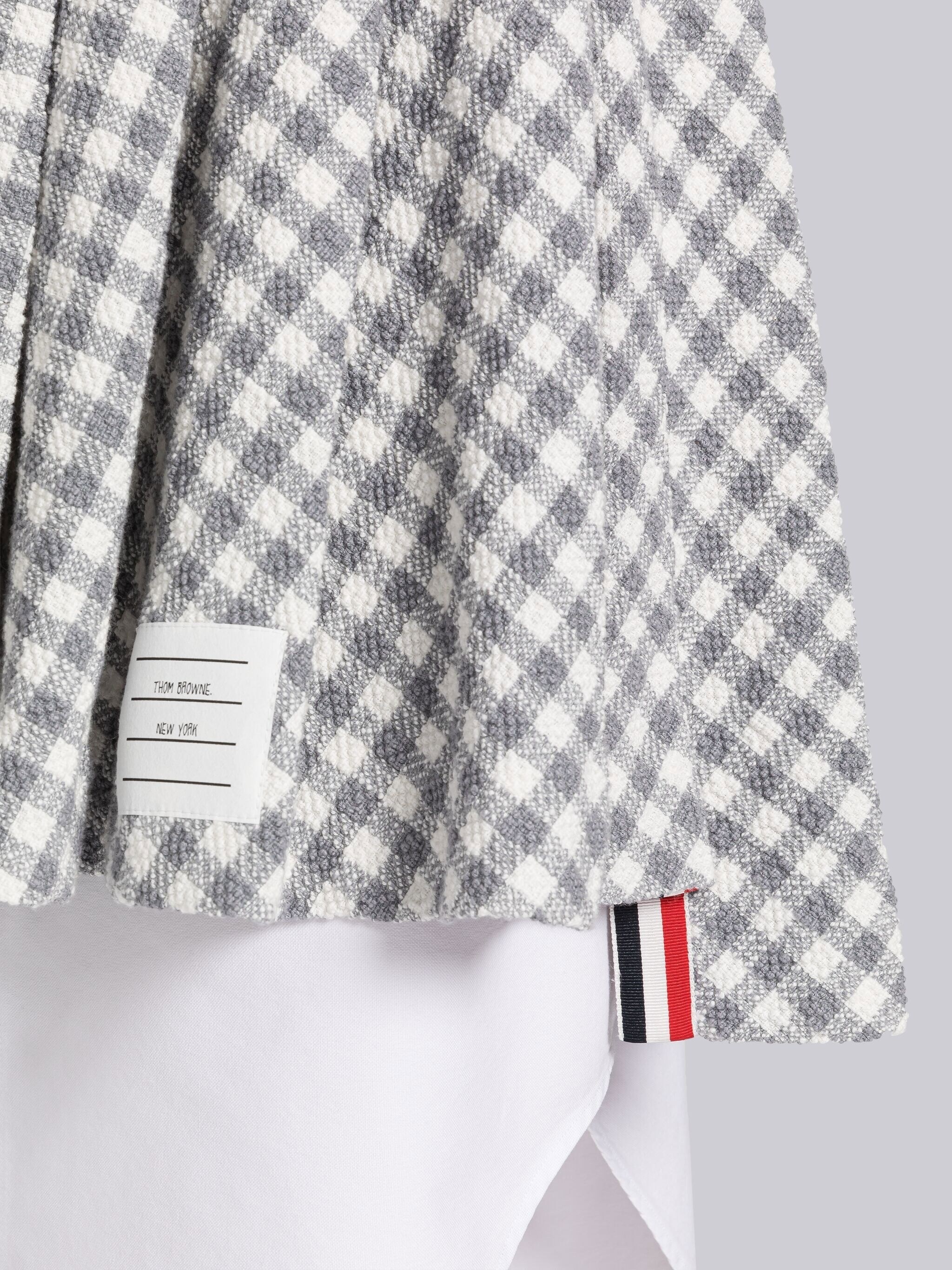 Gingham Stripe Trim Pleated Mini Skirt - 5