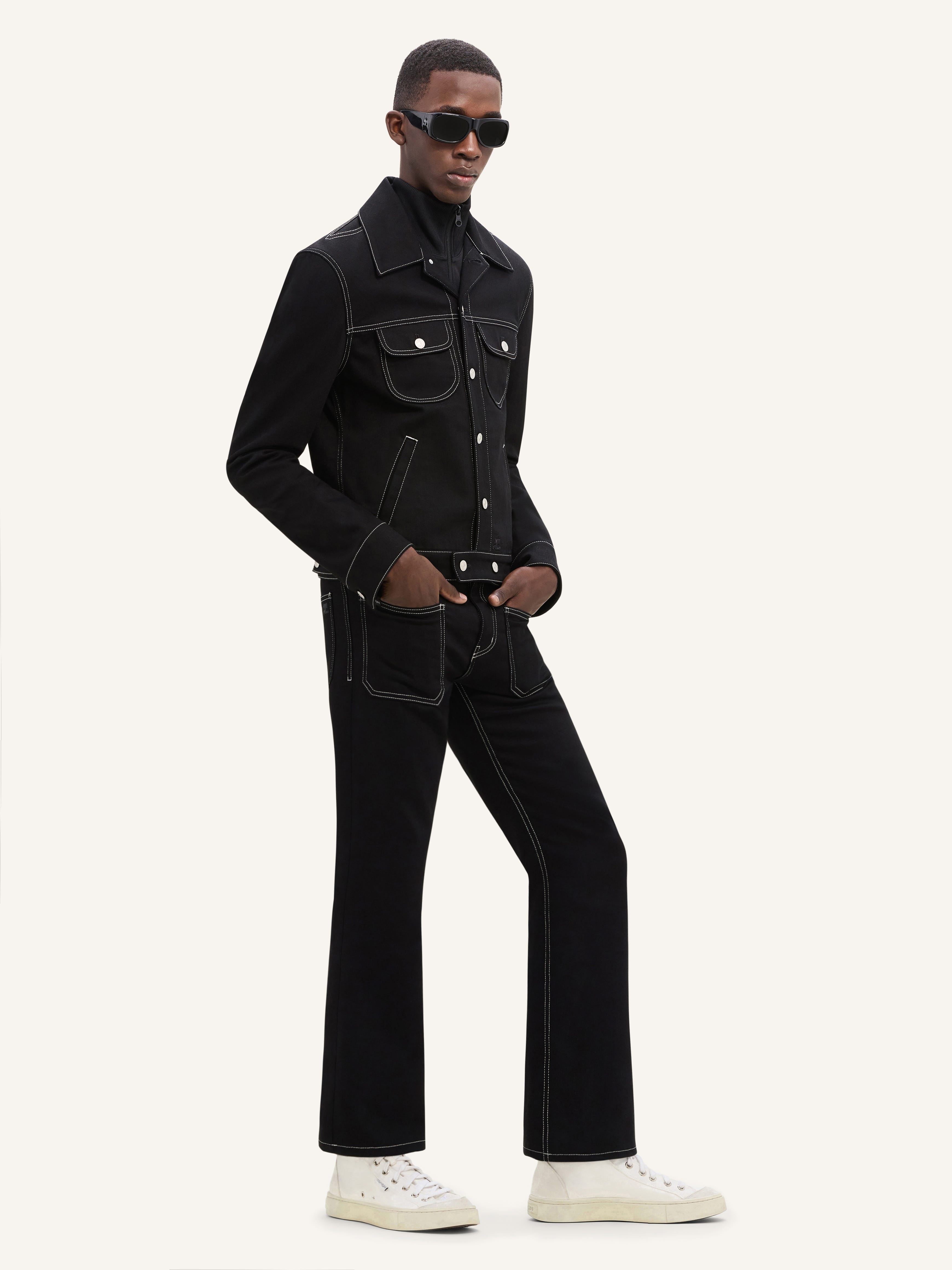 TOPSTITCHED DENIM TRUCKER JACKET - 3