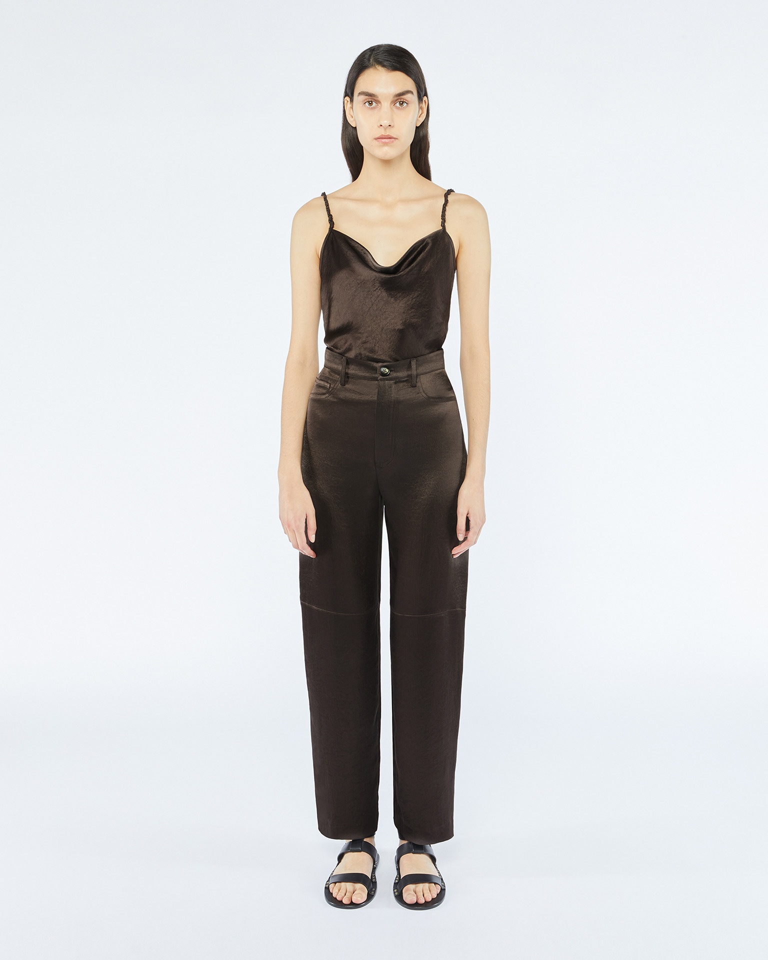 RADHA - Slip satin trousers - Espresso - 2