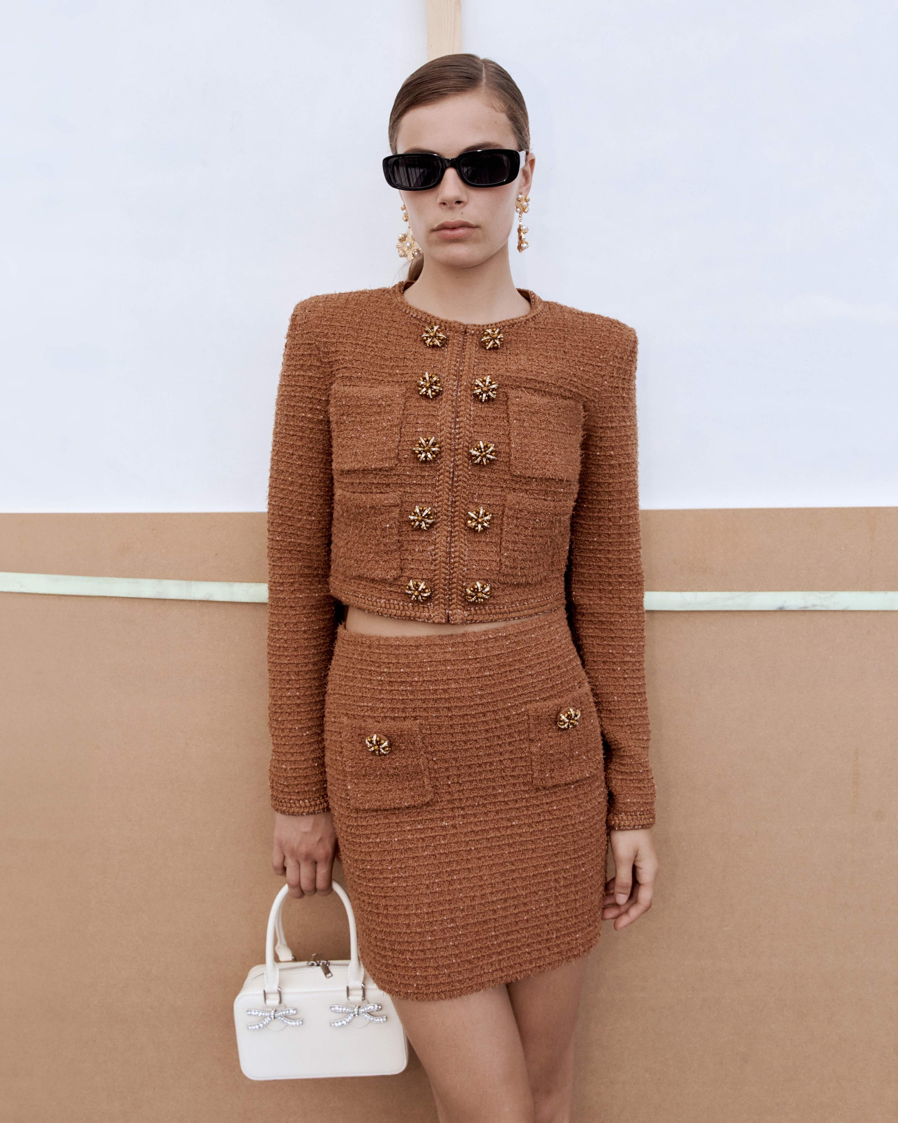 Brown Textured Knit Jacket - 6