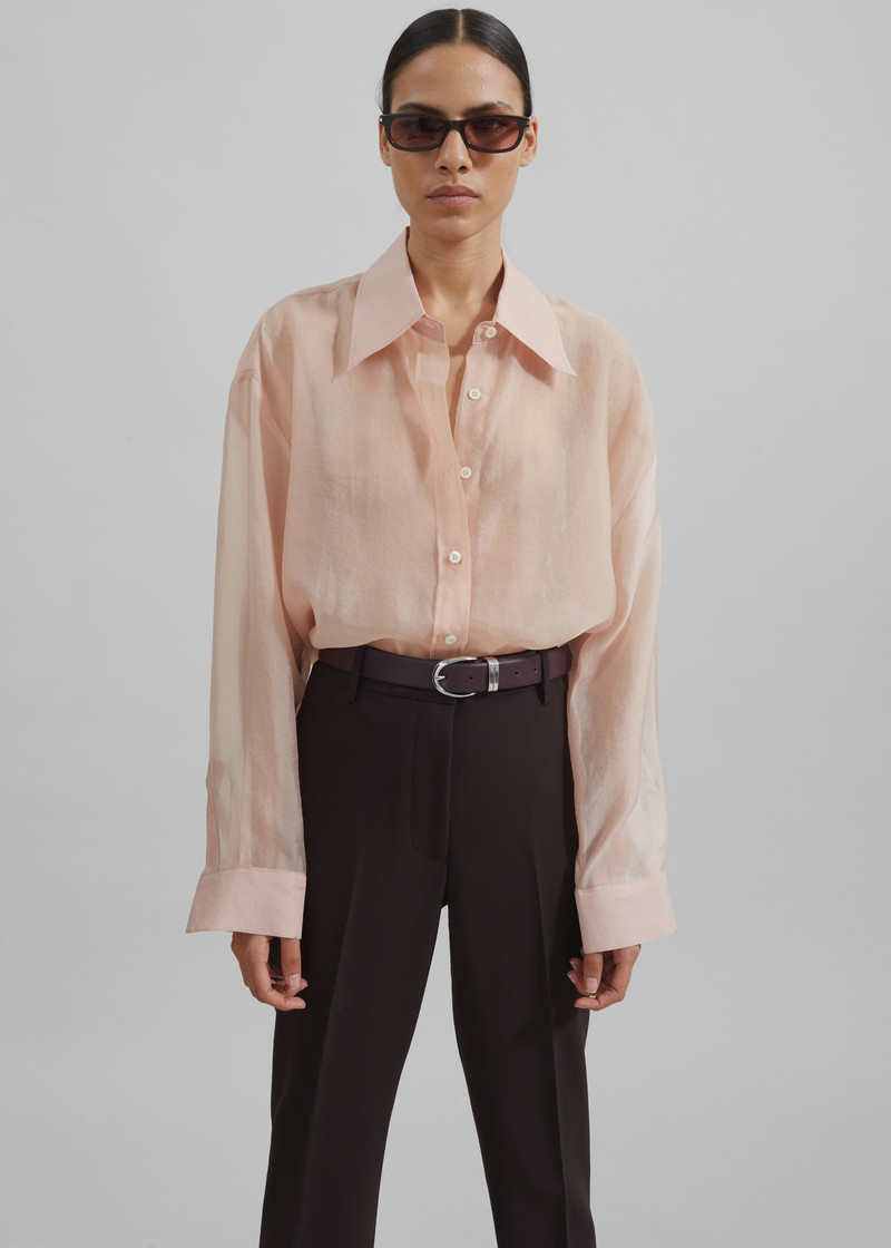 Nel Sheer Button Up Shirt - Pink 5