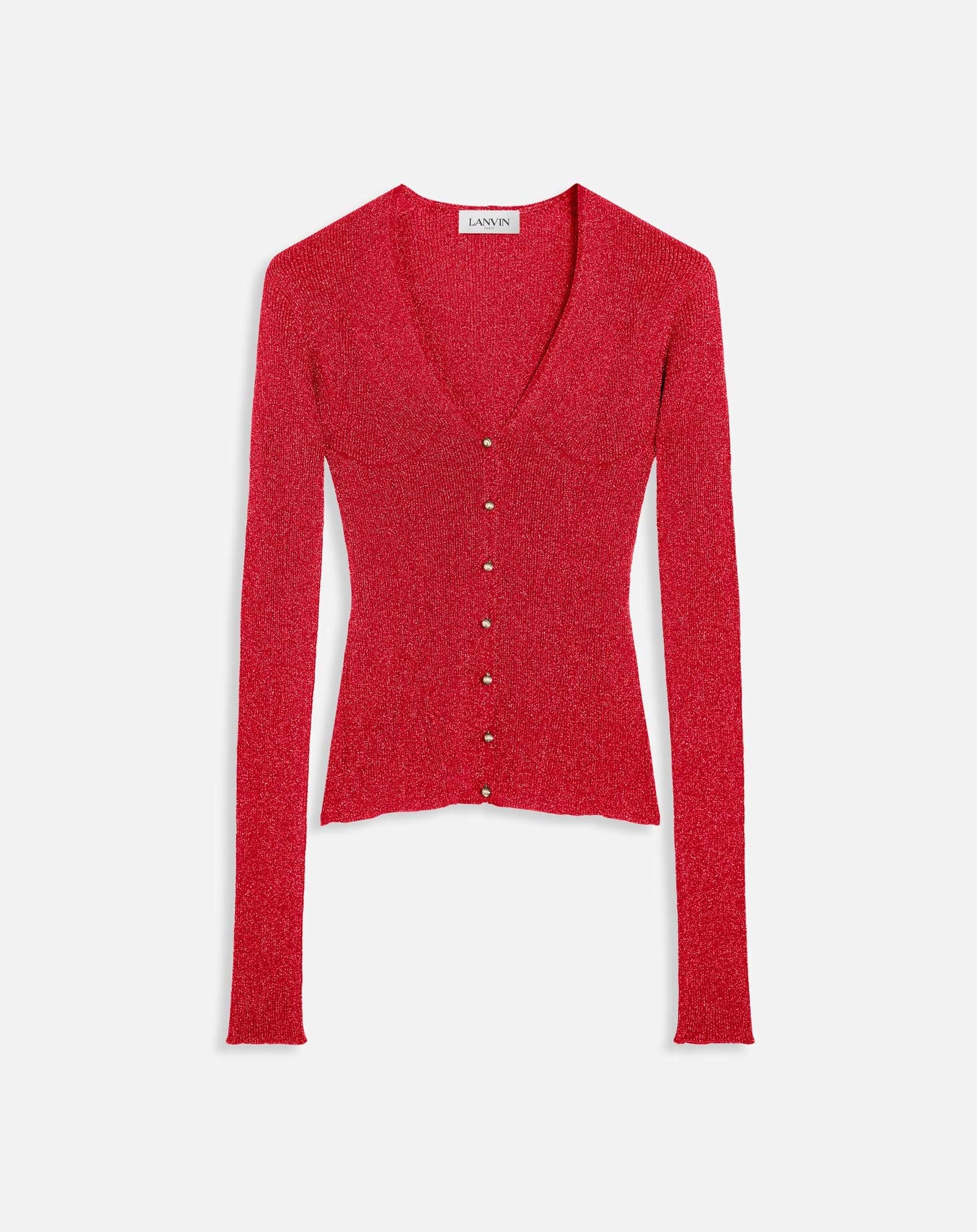 LUREX V-NECK CARDIGAN - 1